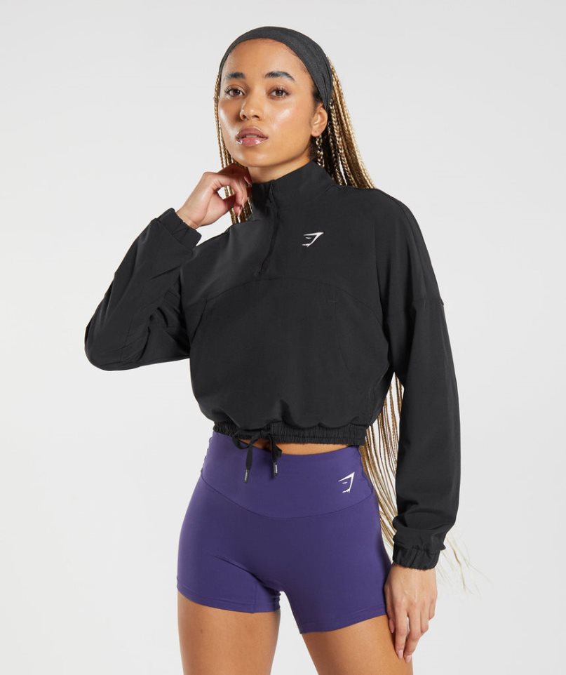 Women\'s Gymshark Sport Windbreaker Black | NZ 9BYFVE